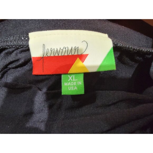 Fervour XL Black 3/4 Sleeve Top With Tie Neck Detail - Picture 3 of 5